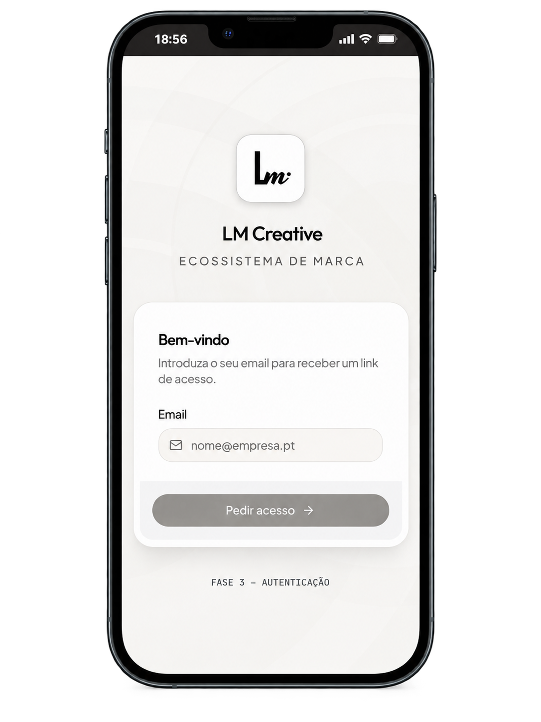 Interface responsiva do App LM Creative